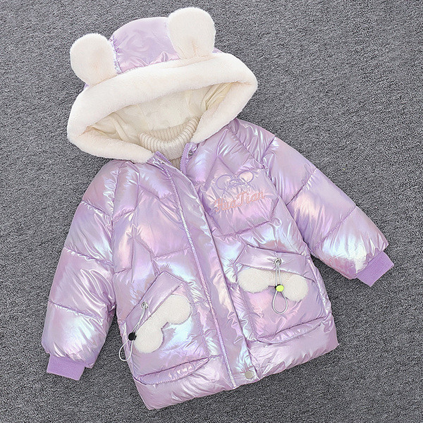 Laste talvejope tüdrukutele - kapuutsiga ja 3D elemendiga