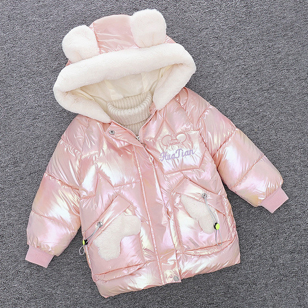 Laste talvejope tüdrukutele - kapuutsiga ja 3D elemendiga