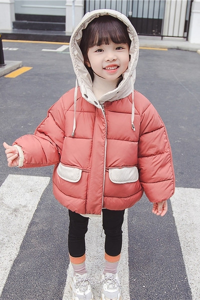 Dječja zimska jakna za djevojčice s kapuljačom i džepovima