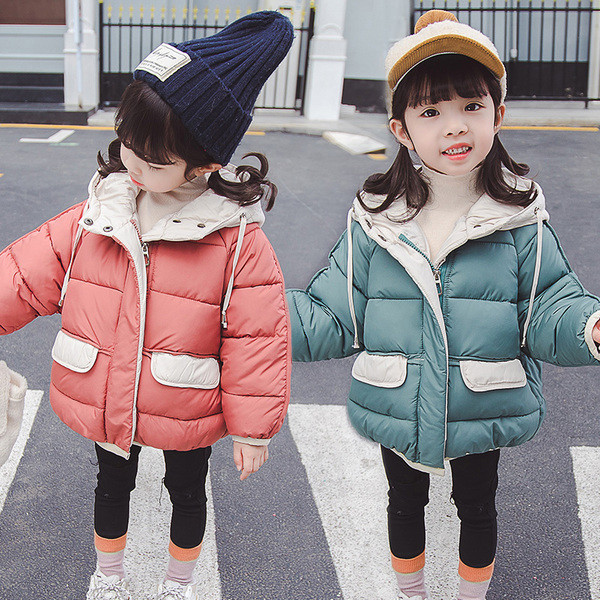 Dječja zimska jakna za djevojčice s kapuljačom i džepovima