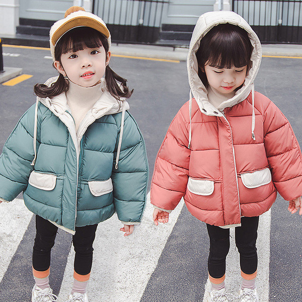 Dječja zimska jakna za djevojčice s kapuljačom i džepovima