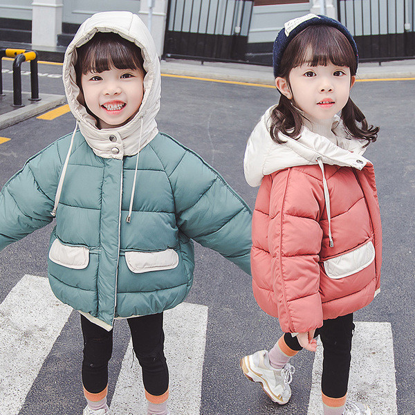 Dječja zimska jakna za djevojčice s kapuljačom i džepovima