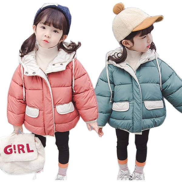 Dječja zimska jakna za djevojčice s kapuljačom i džepovima