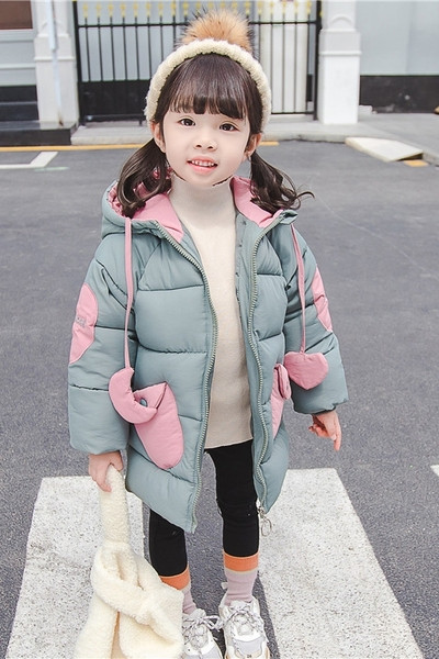 Νέο μοντέλο χειμερινό παιδικό μπουφάν για κορίτσια με κουκούλα και τσέπες