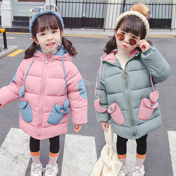 Νέο μοντέλο χειμερινό παιδικό μπουφάν για κορίτσια με κουκούλα και τσέπες