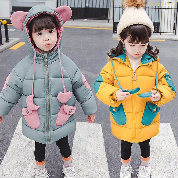 Νέο μοντέλο χειμερινό παιδικό μπουφάν για κορίτσια με κουκούλα και τσέπες