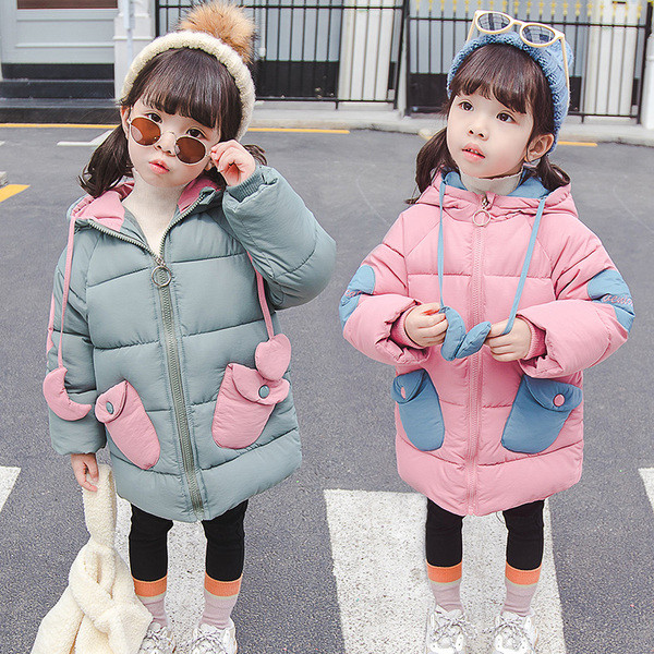 Νέο μοντέλο χειμερινό παιδικό μπουφάν για κορίτσια με κουκούλα και τσέπες