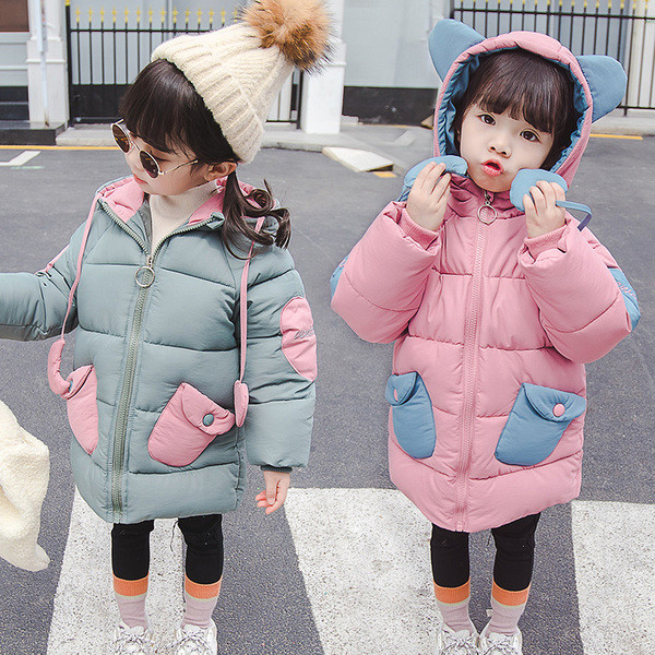 Νέο μοντέλο χειμερινό παιδικό μπουφάν για κορίτσια με κουκούλα και τσέπες