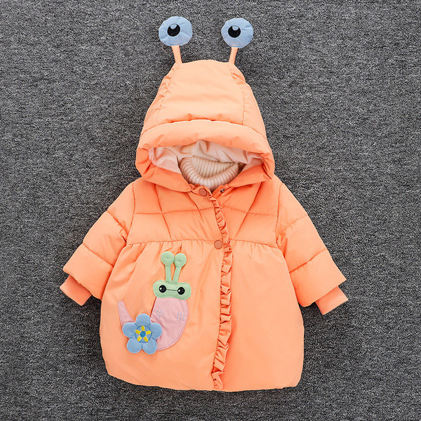 3D-elemendi ja kapuutsiga laste talvejope tüdrukutele