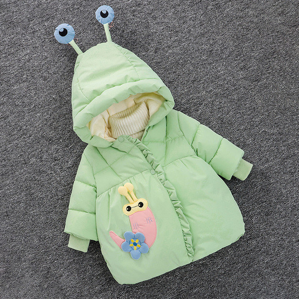 3D-elemendi ja kapuutsiga laste talvejope tüdrukutele