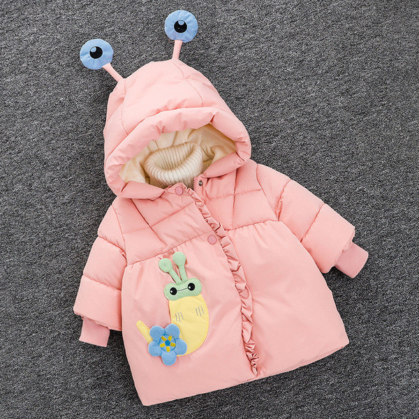 3D-elemendi ja kapuutsiga laste talvejope tüdrukutele