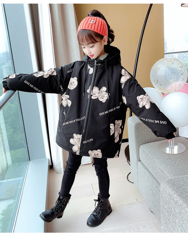 Kahepoolne kaisukarude ja kapuutsiga laste jope tüdrukutele