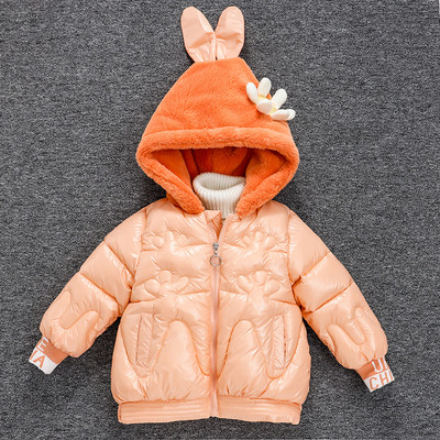 Moodne sulekapuutsiga ja lilleelemendiga laste jope tüdrukutele