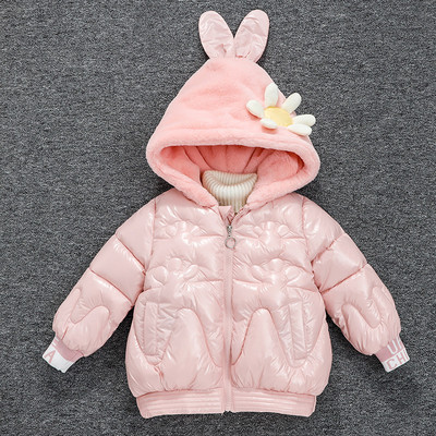 Moodne sulekapuutsiga ja lilleelemendiga laste jope tüdrukutele