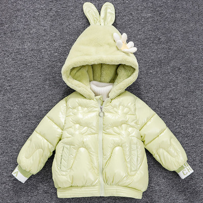 Moodne sulekapuutsiga ja lilleelemendiga laste jope tüdrukutele