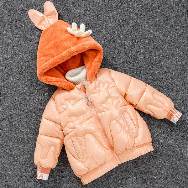 Moodne sulekapuutsiga ja lilleelemendiga laste jope tüdrukutele