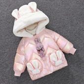 Laste kaasaegne talvejope elemendiga - plüüsist jänes