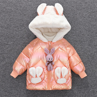 Laste kaasaegne talvejope elemendiga - plüüsist jänes