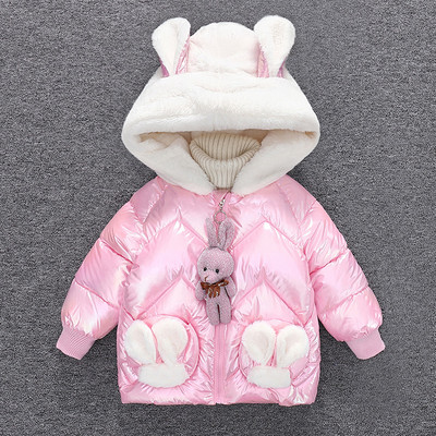 Laste kaasaegne talvejope elemendiga - plüüsist jänes