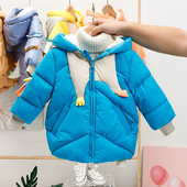 Kapuutsiga ja 3D elemendiga talvine laste jope poistele ja tüdrukutele