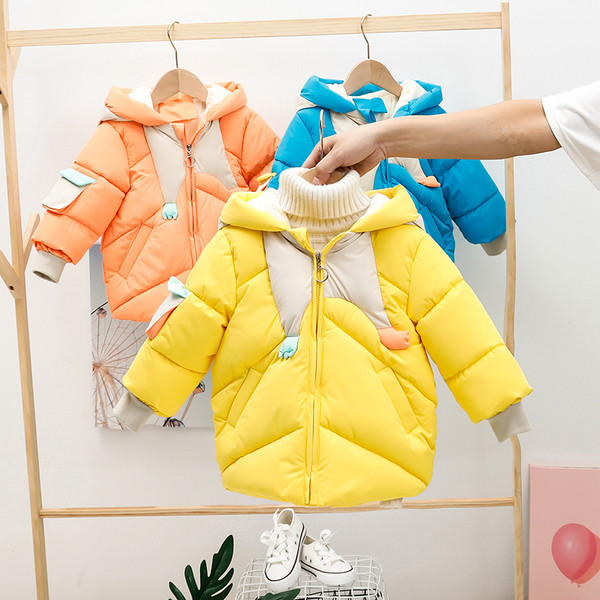 Kapuutsiga ja 3D elemendiga talvine laste jope poistele ja tüdrukutele