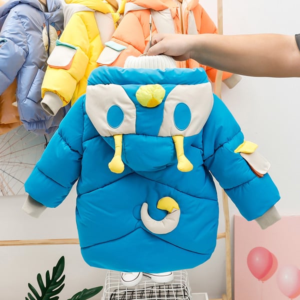 Kapuutsiga ja 3D elemendiga talvine laste jope poistele ja tüdrukutele