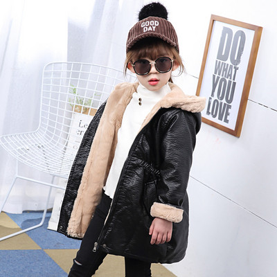 Öko-nahast sooja voodri ja kapuutsiga laste jope