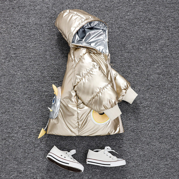 Kapuutsiga ja 3D elemendiga talvine laste jope tüdrukutele