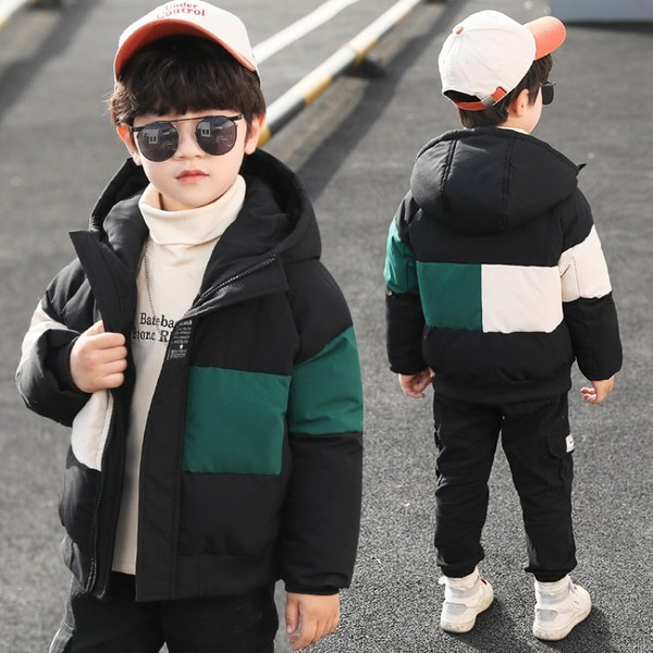 Talvine kapuutsiga laste jope poistele