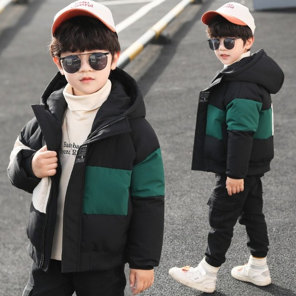 Talvine kapuutsiga laste jope poistele