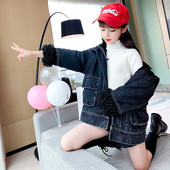 Pehme voodriga laste jope tüdrukutele - denim