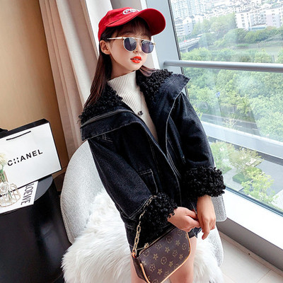 Pehme voodriga laste jope tüdrukutele - denim