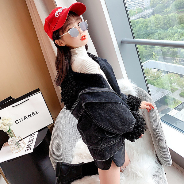 Pehme voodriga laste jope tüdrukutele - denim