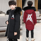 Uut mudelit kapuutsi ja aplikatsiooniga talve laste jope poistele