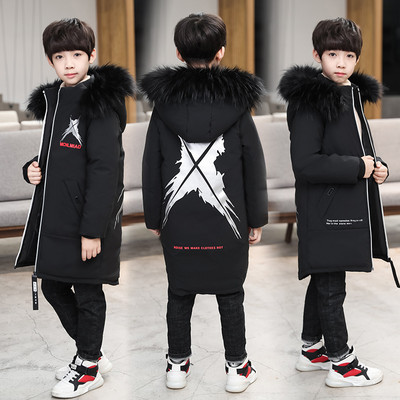 Uut mudelit kapuutsi ja aplikatsiooniga talve laste jope poistele