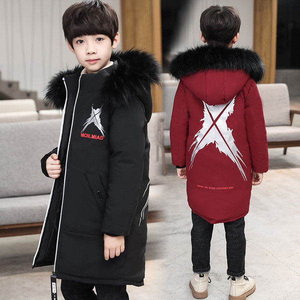 Uut mudelit kapuutsi ja aplikatsiooniga talve laste jope poistele