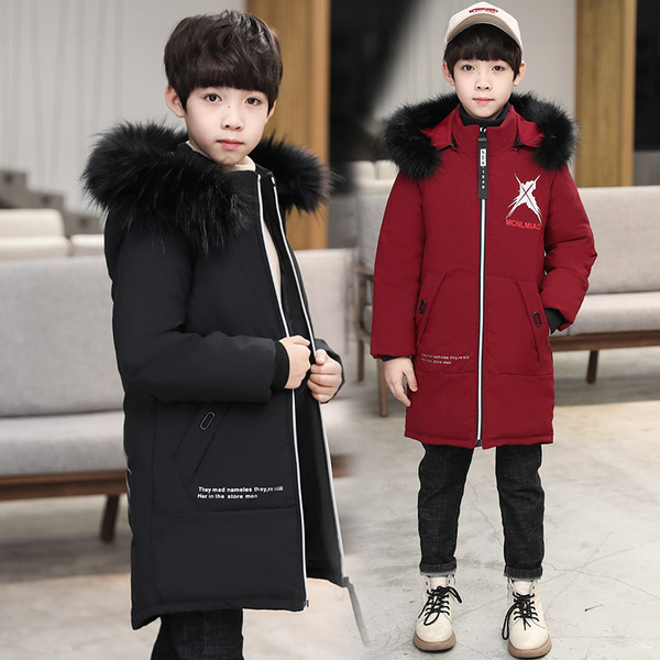 Uut mudelit kapuutsi ja aplikatsiooniga talve laste jope poistele