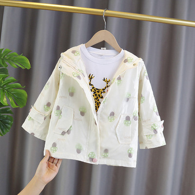 Kapuutsiga tüdrukute lastejakk - lõikega mudel