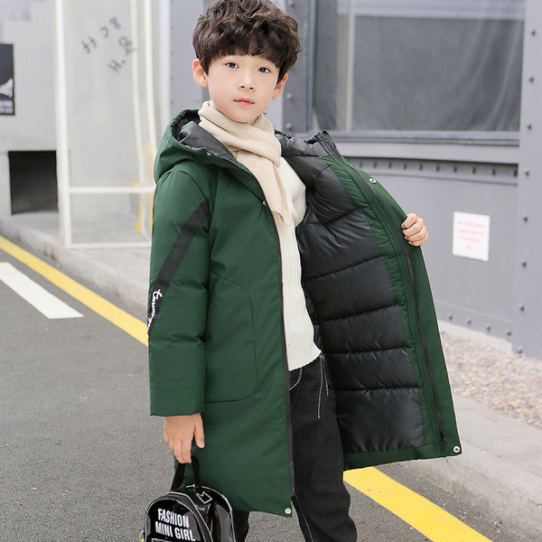 Geaca de iarna pentru baieti cu gluga - lungime medie