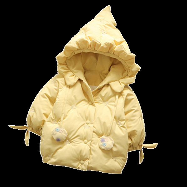 Kapuutsi ja suleelemendiga laste jope tüdrukutele