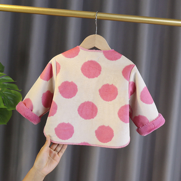 Pehme voodriga laste täpiline mantel tüdrukutele