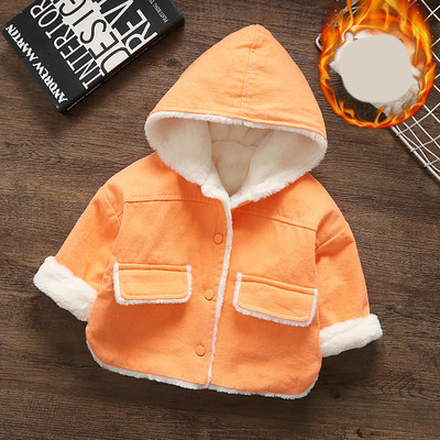 Moodne kapuutsiga ja pehme voodriga lastemantel tüdrukutele