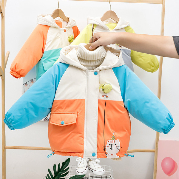 Sügis-talvine laste värviline kapuutsiga jope poistele