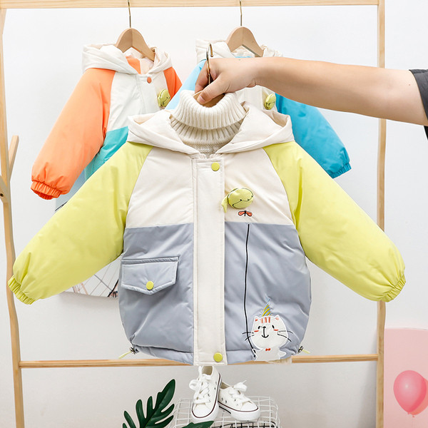 Sügis-talvine laste värviline kapuutsiga jope poistele