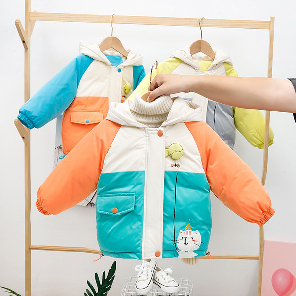 Sügis-talvine laste värviline kapuutsiga jope poistele