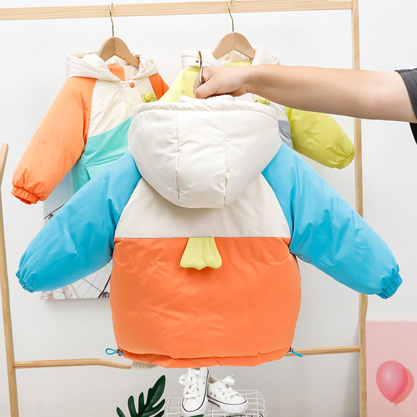 Sügis-talvine laste värviline kapuutsiga jope poistele