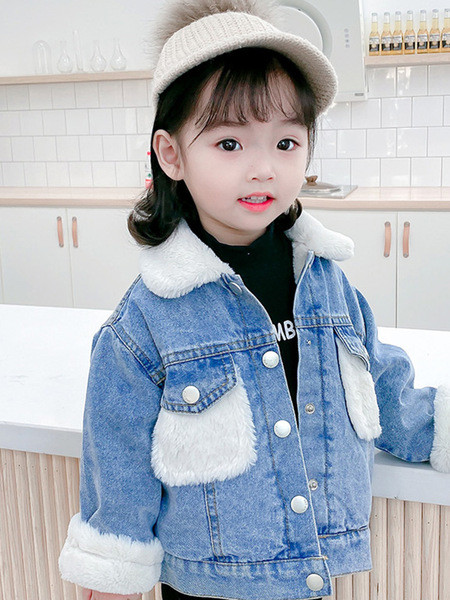 Dječja traper jakna s donjim ovratnikom i gumbima