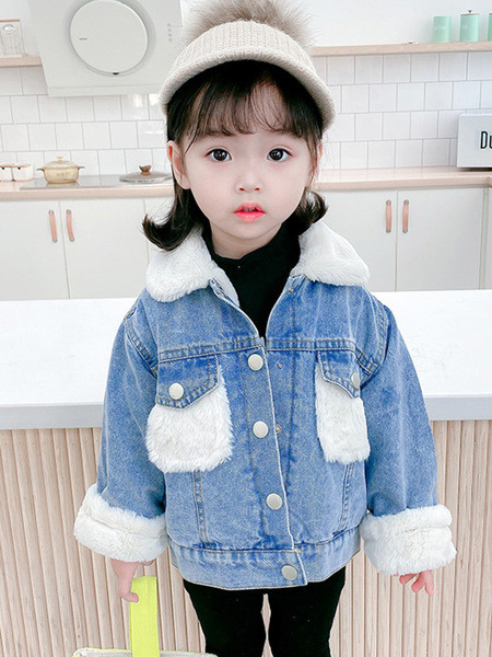 Dječja traper jakna s donjim ovratnikom i gumbima