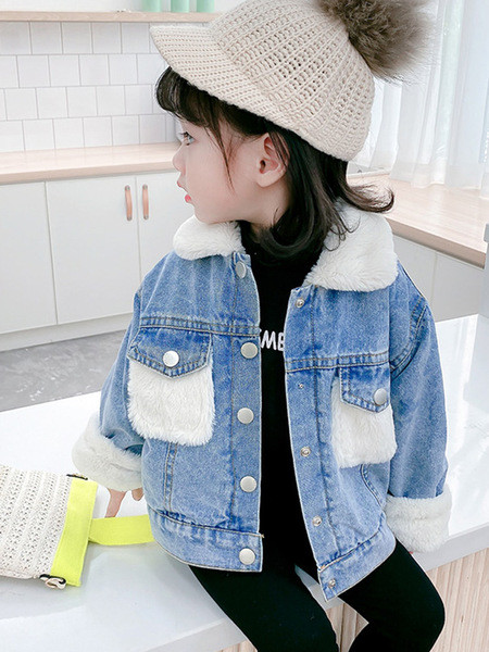 Dječja traper jakna s donjim ovratnikom i gumbima