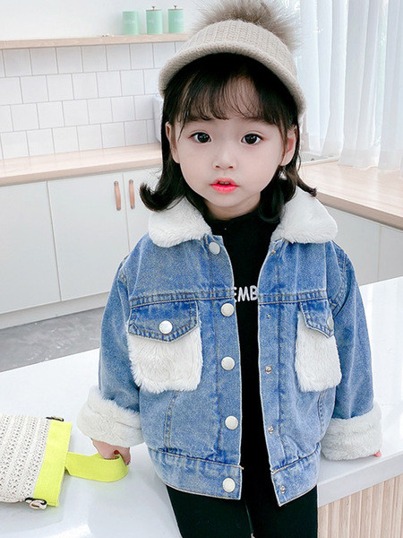 Dječja traper jakna s donjim ovratnikom i gumbima